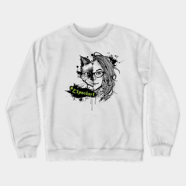 duality of girl/cat Crewneck Sweatshirt by Elyaelart